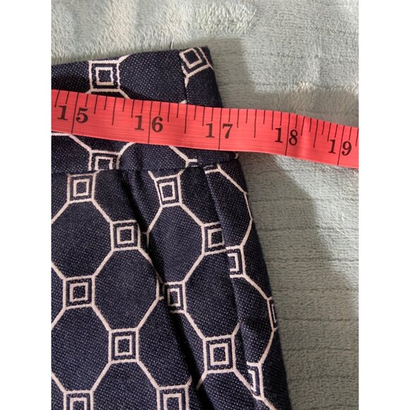 Talbots Capri Pants 10P Navy Geometric Flat Front Straight High Waist Preppy - Picture 5 of 7